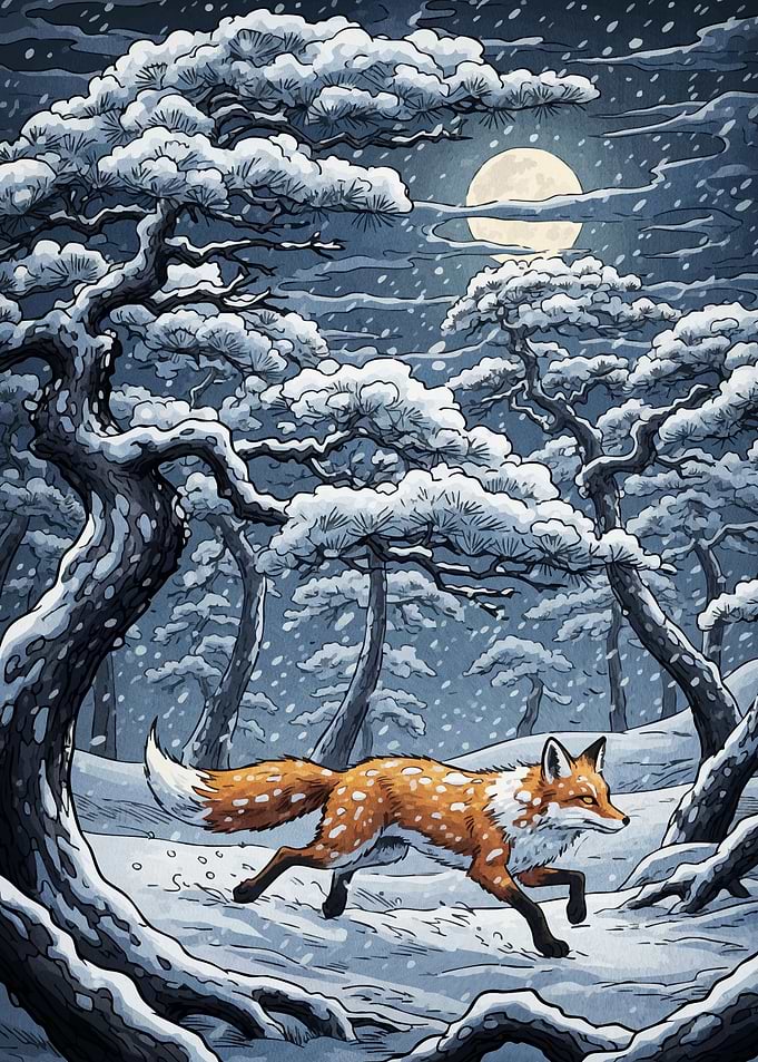 Fox Snowy Winter Forest