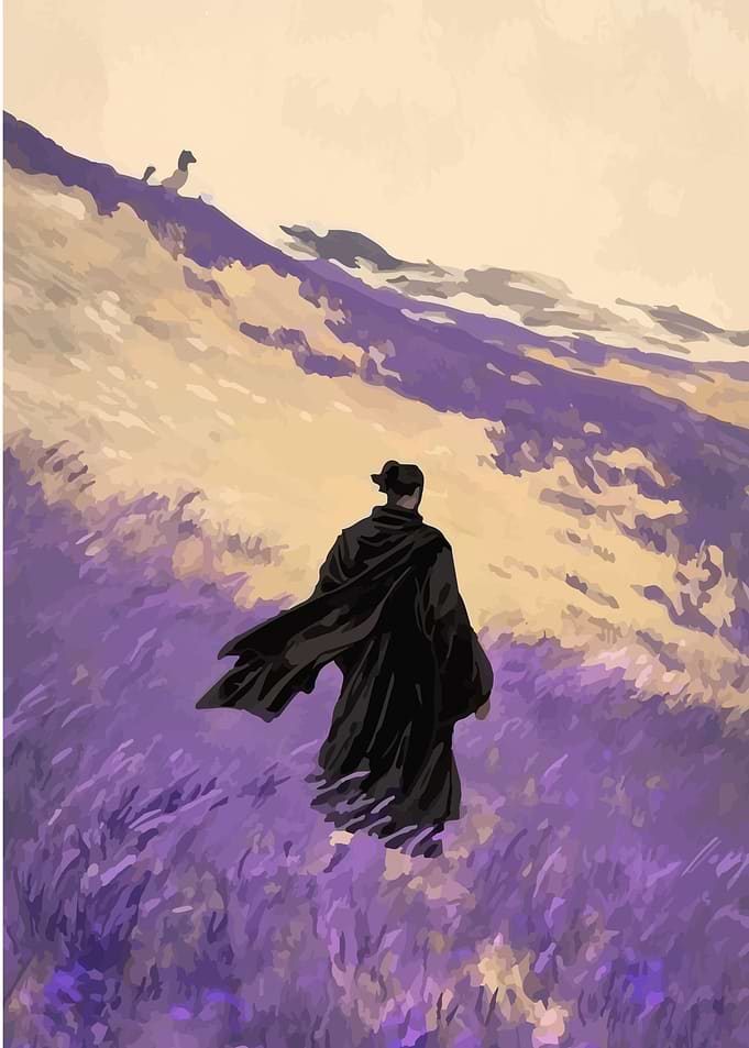 Samurai in Lavender Field Digital Art
