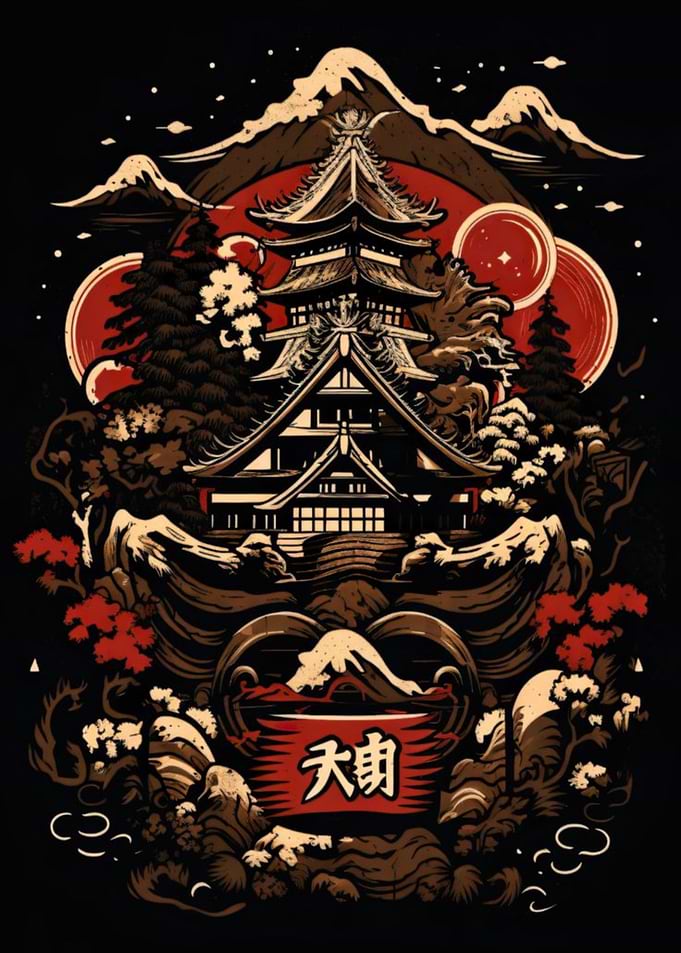 Japanese Castle Landscape Art