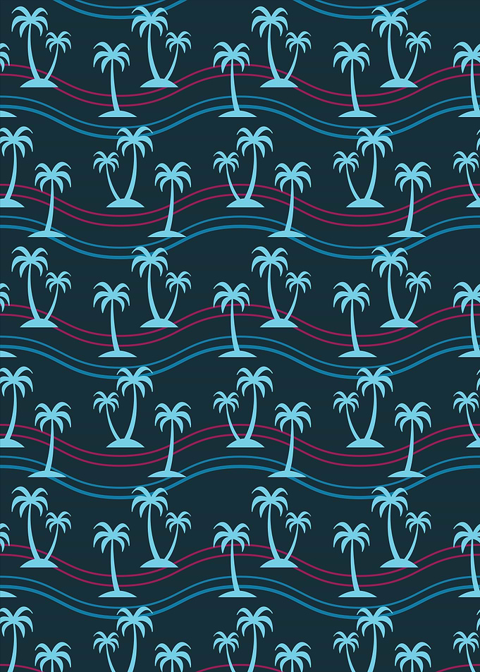 Palm Tree Pattern with Waves