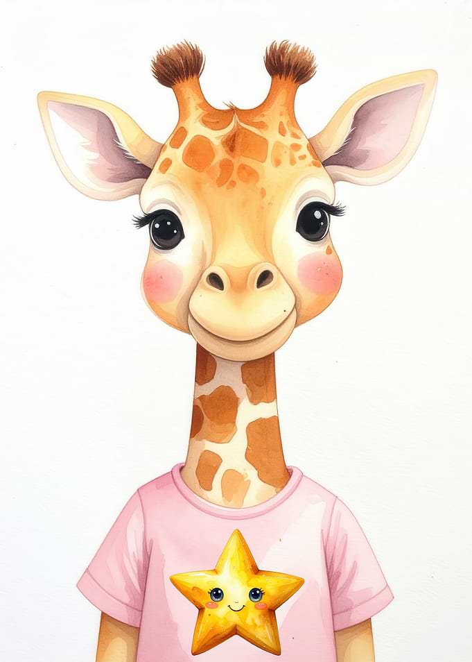 Cute Giraffe with Star T-Shirt