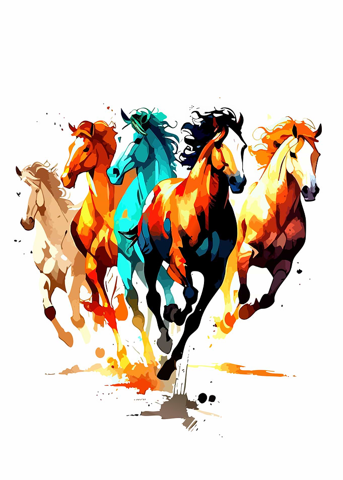 Colorful Horses Running