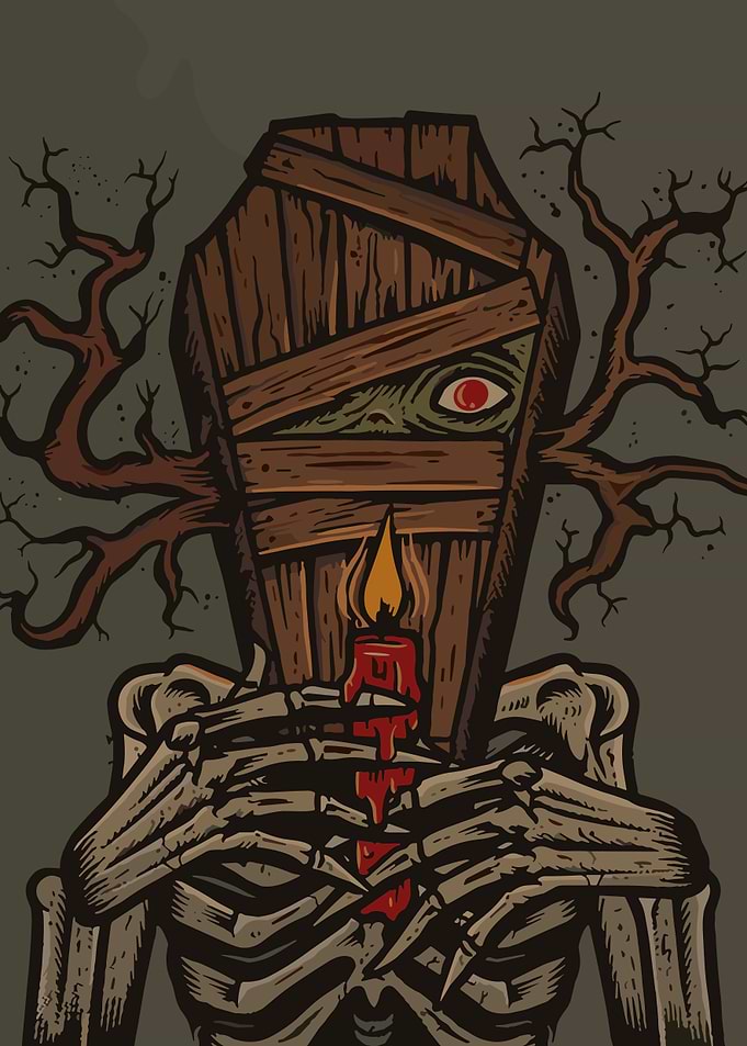 Coffin Monster with Candle