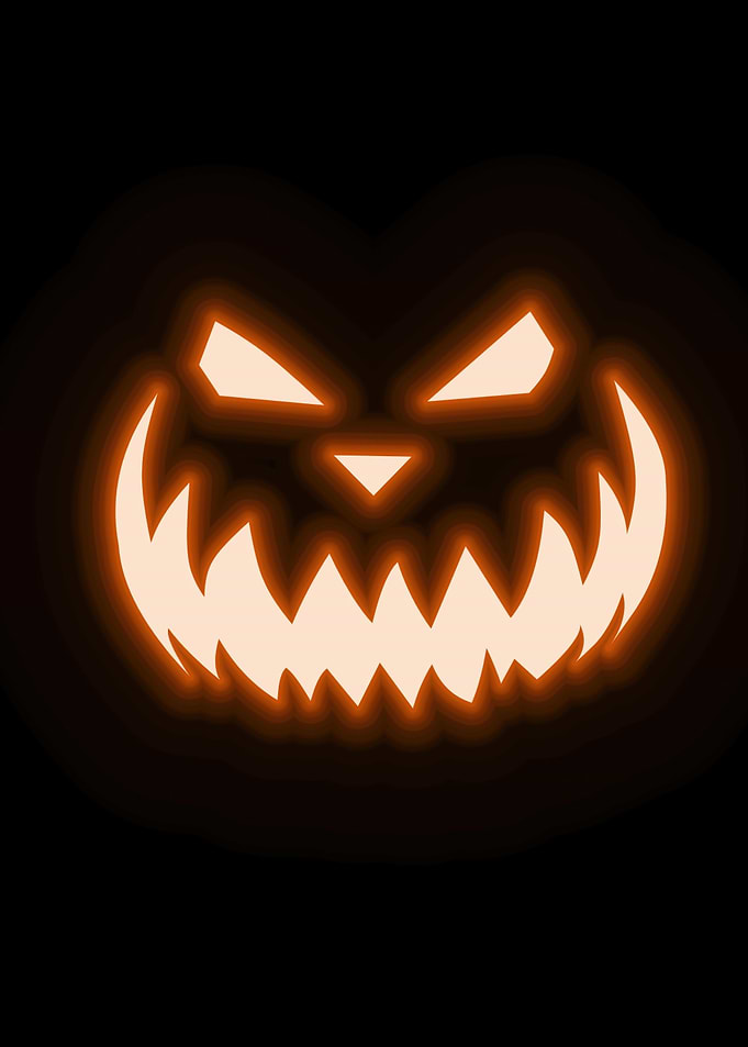 Glowing Jack-o'-Lantern Face on Black