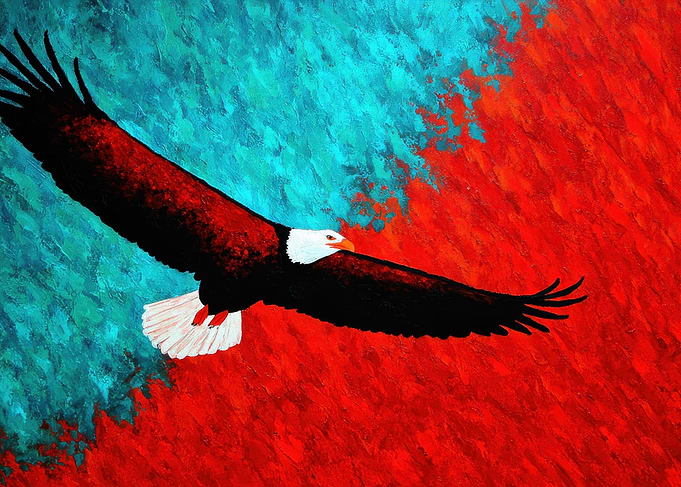 Eagle in Flight Painting