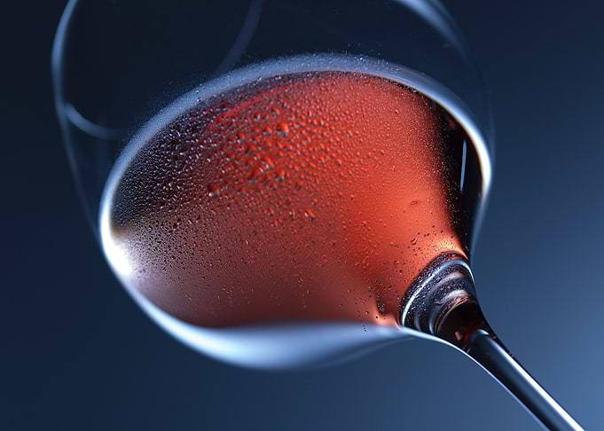 Rose Wine Glass with Condensation