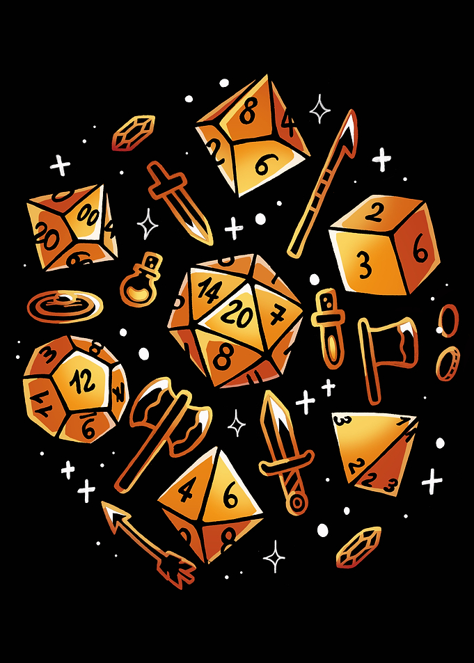 Dungeons and Dragons Dice and Weapons