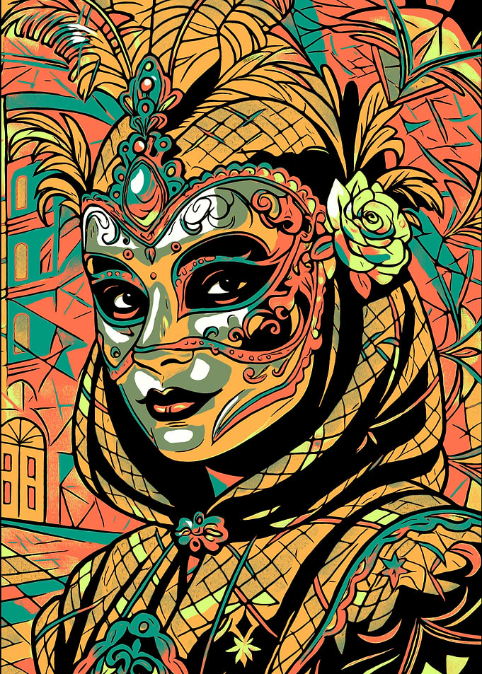Venetian Masked Woman Digital Art