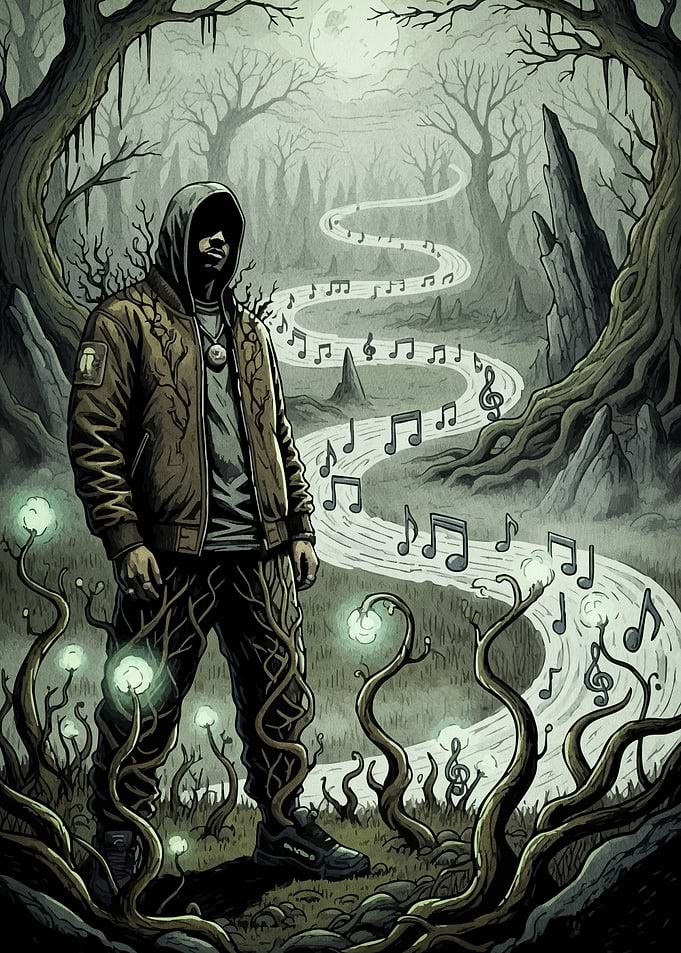 Hooded Figure Musical Forest