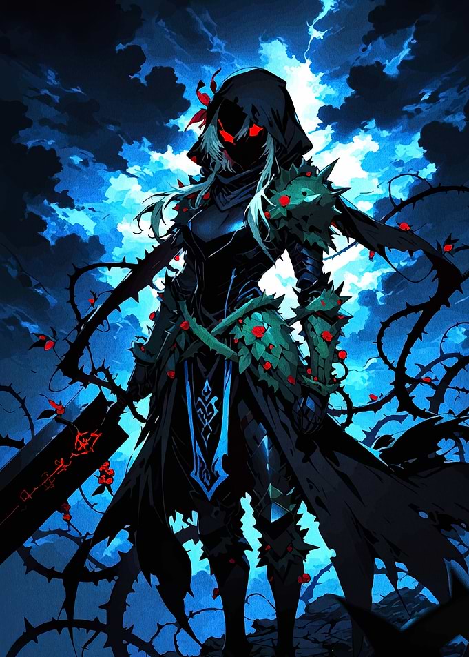 Dark Enchantress with Thorns and Sword