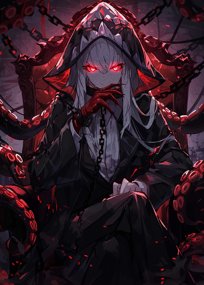 Dark Anime Character on Throne