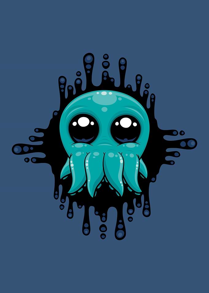 Adorable Inky Baby Octopus Friend with Big Eyes