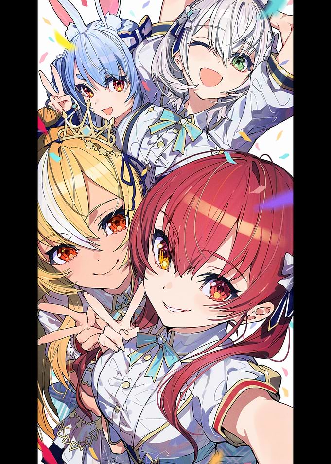 Anime Girls Selfie with Confetti