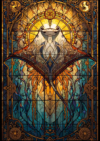 Manta rays Stained Glass