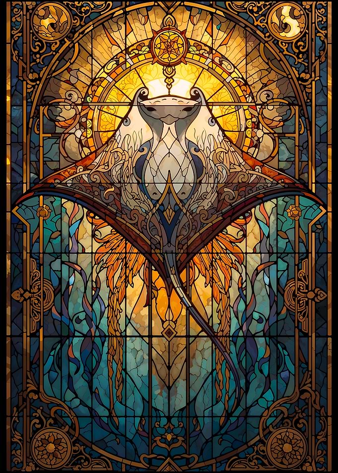 Manta rays Stained Glass