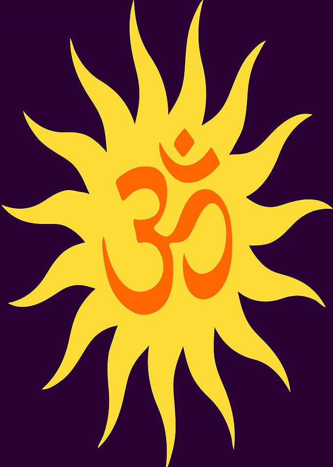 Om Symbol in Sunburst Design