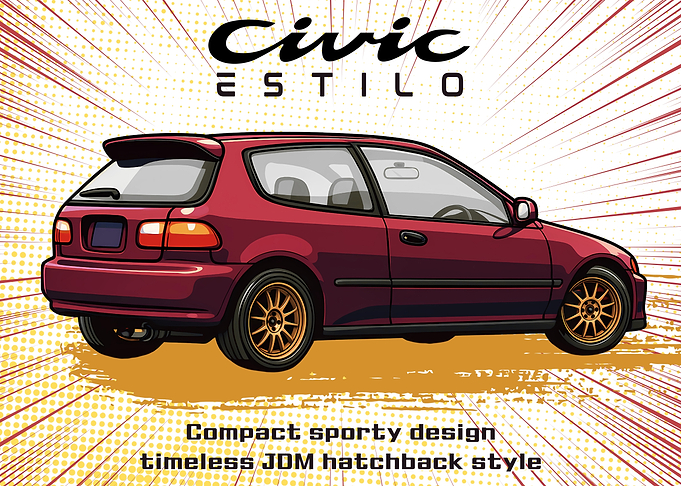 Civic Estilo JDM Hatchback Illustration