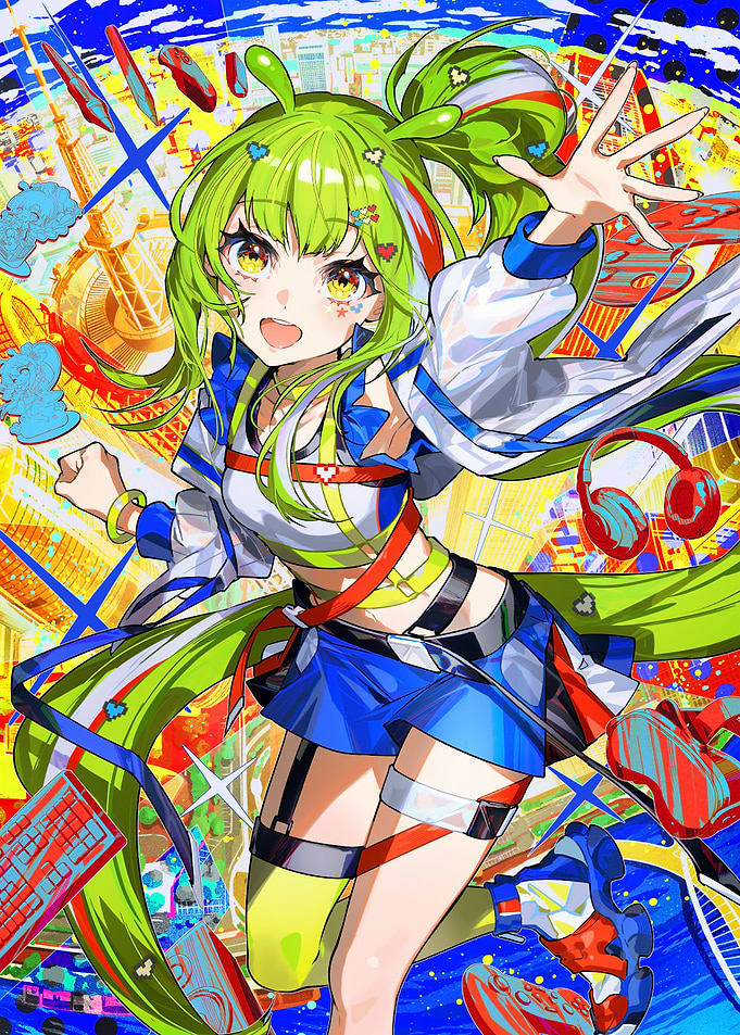 Anime Girl in Colorful Abstract Setting