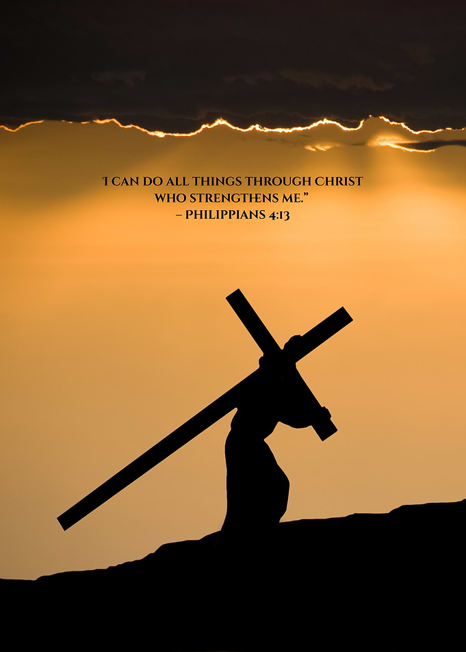 Silhouette of Cross Bearer at Sunset