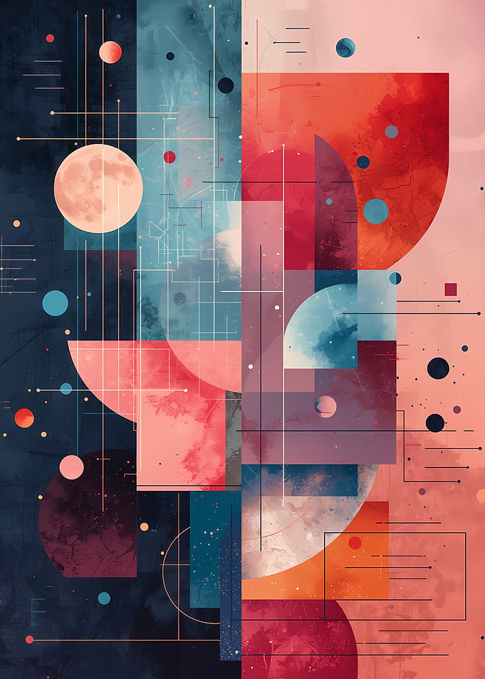 Abstract Geometric Composition with Moon