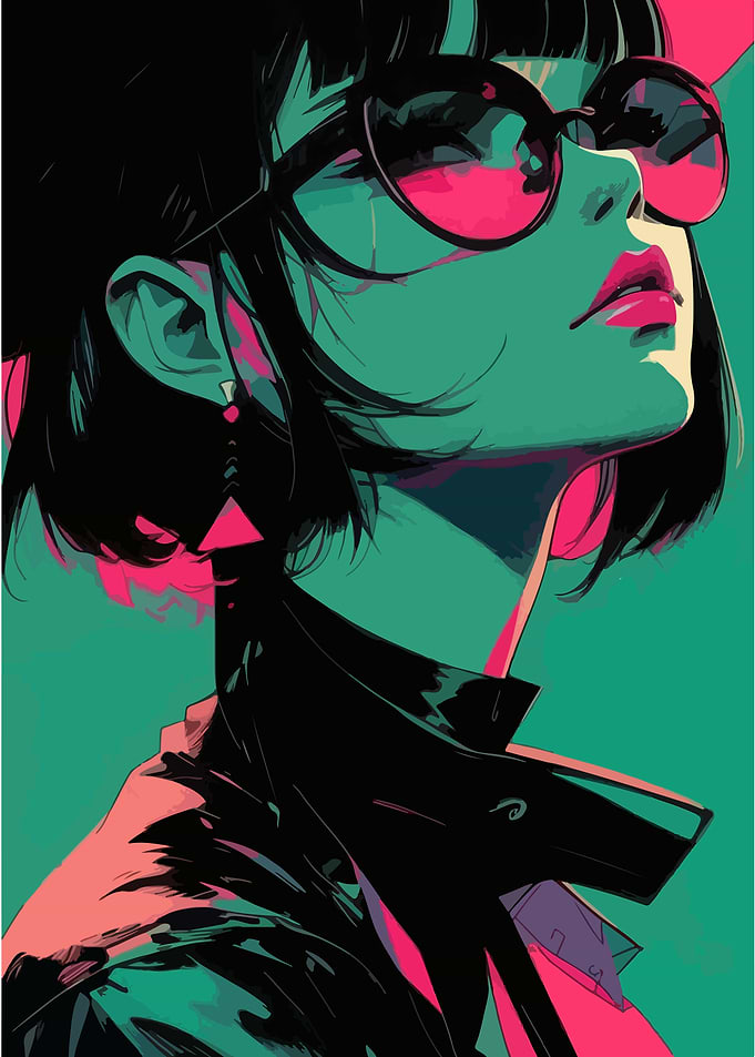 Stylish Woman with Sunglasses Digital Art