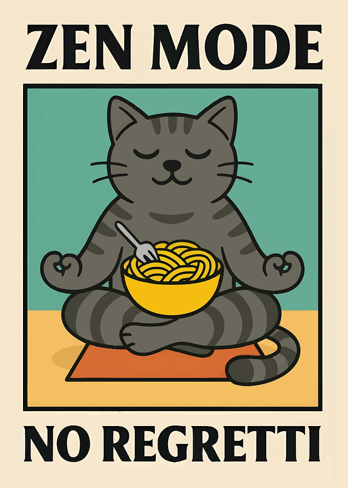 Zen Mode Cat with Spaghetti