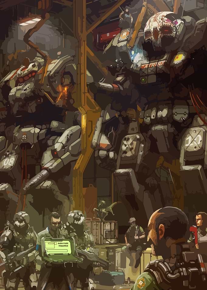 Mech Hangar Scene