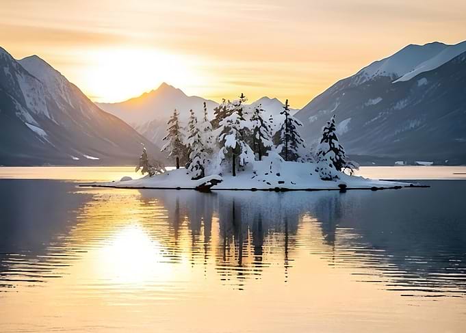 Winter Island Sunset Reflection