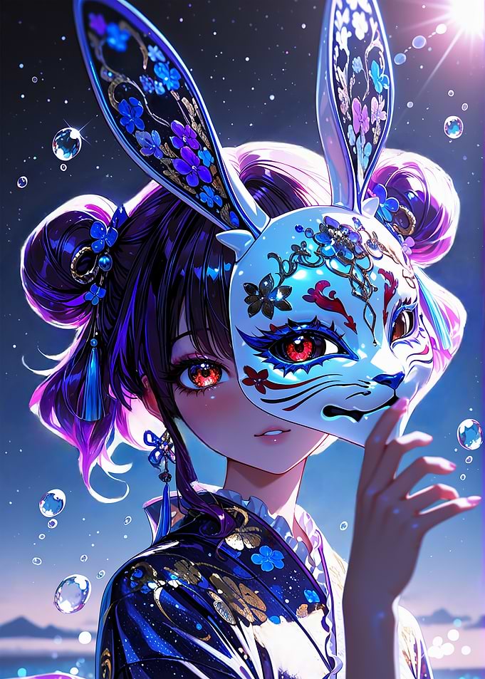 Anime Girl with Rabbit Mask