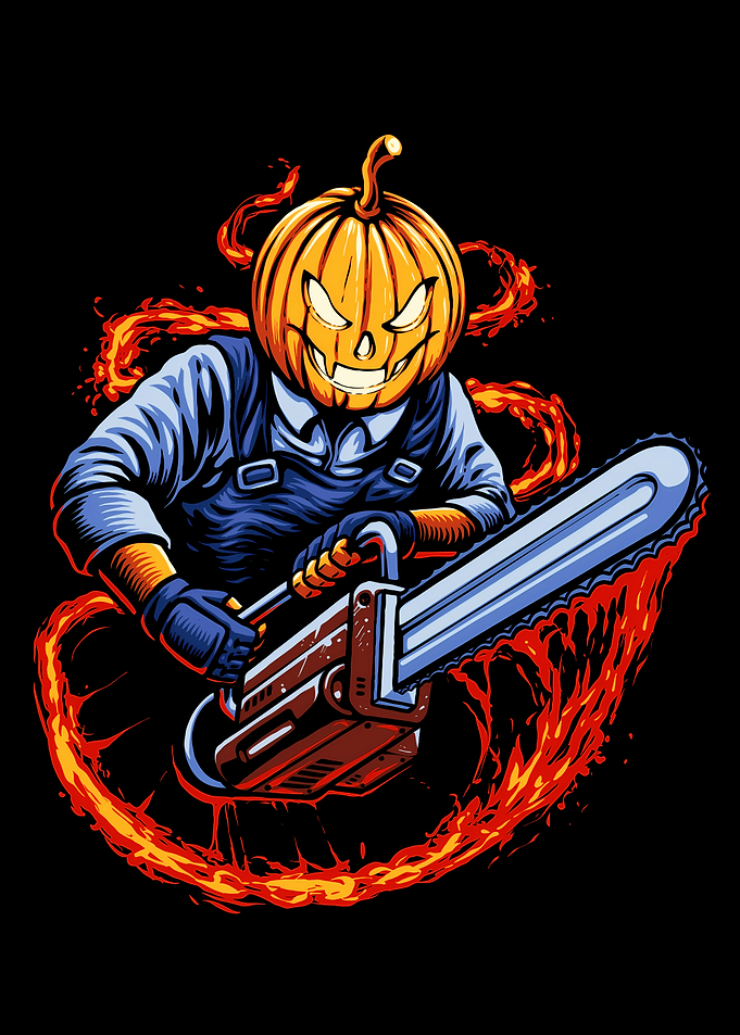 Pumpkin Head Horror Illustration