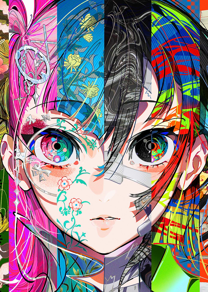 Colorful Anime Girl Portrait