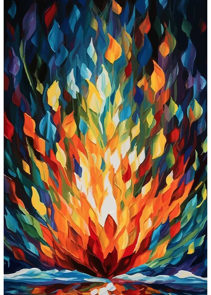 Abstract Colorful Flame Painting