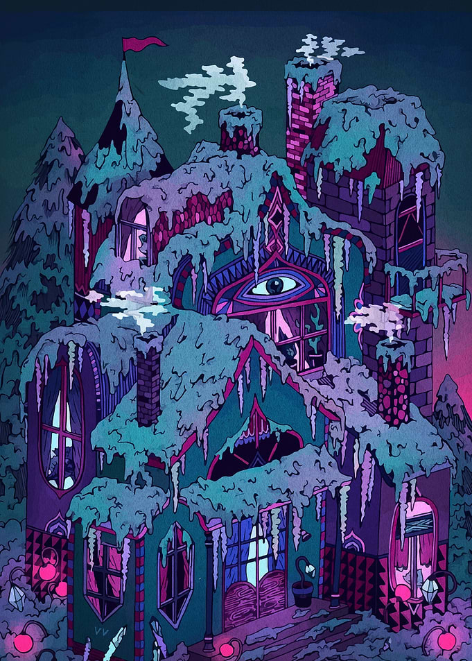 Mystical Haunted House Illustration
