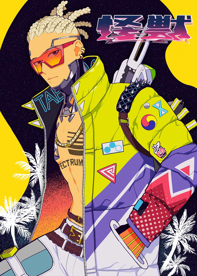 Cyberpunk Character with Braids and Jacket