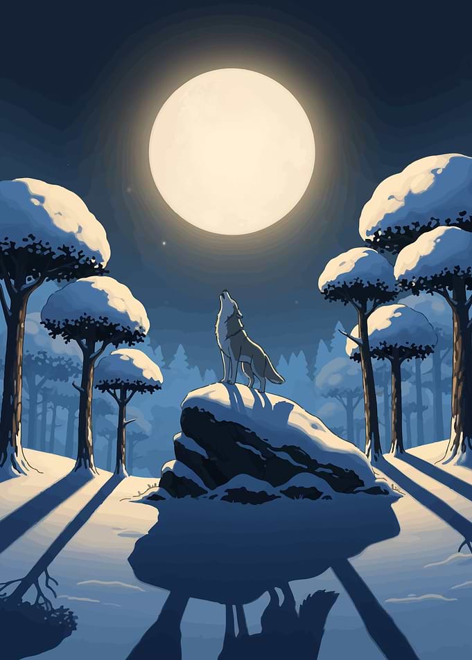 Wolf Howling at the Moon