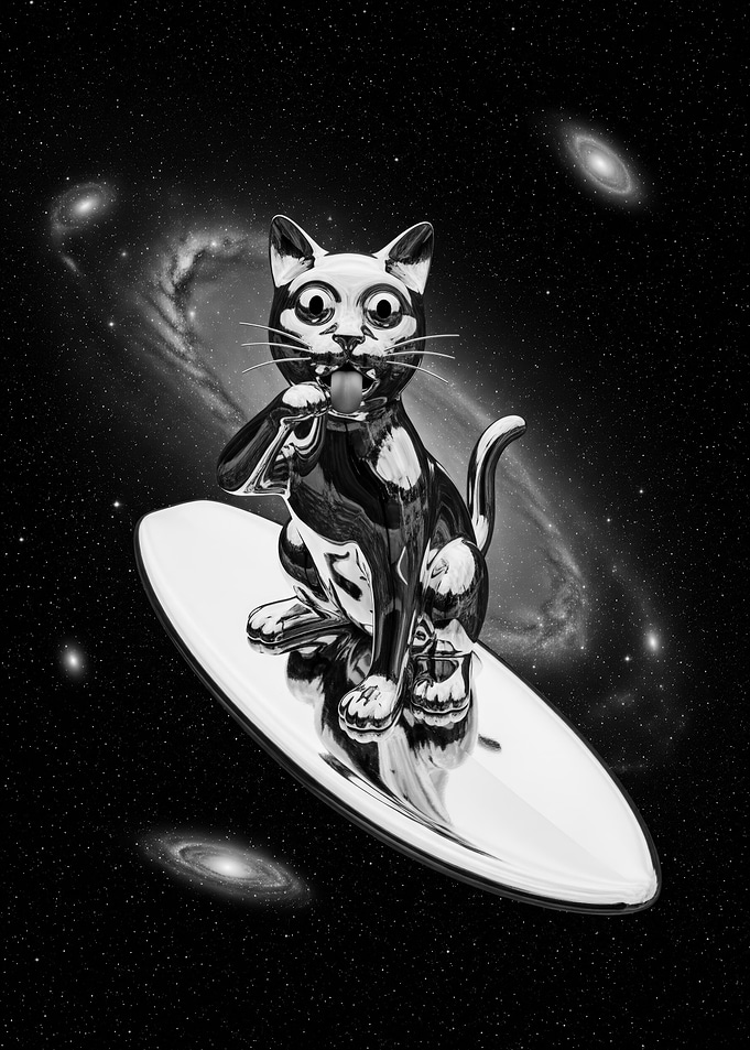 Silver Surfer Cat in Space