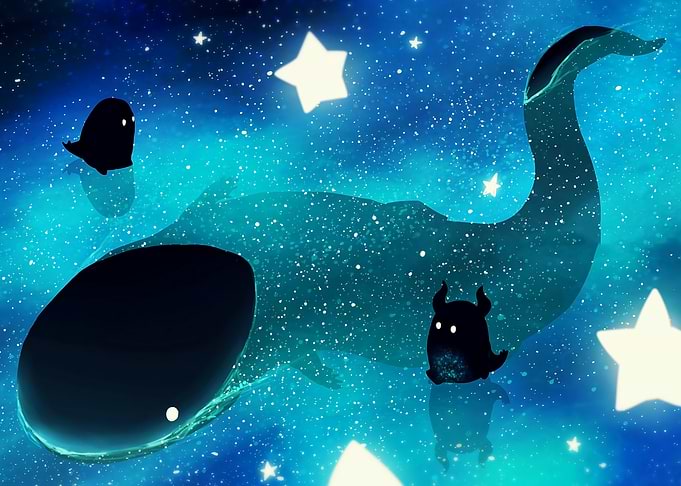 Celestial Whale with Starry Companions