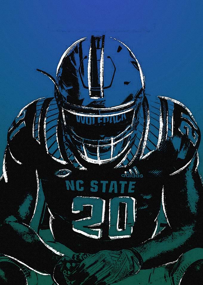 NC State Wolfpack Football Player Illustration