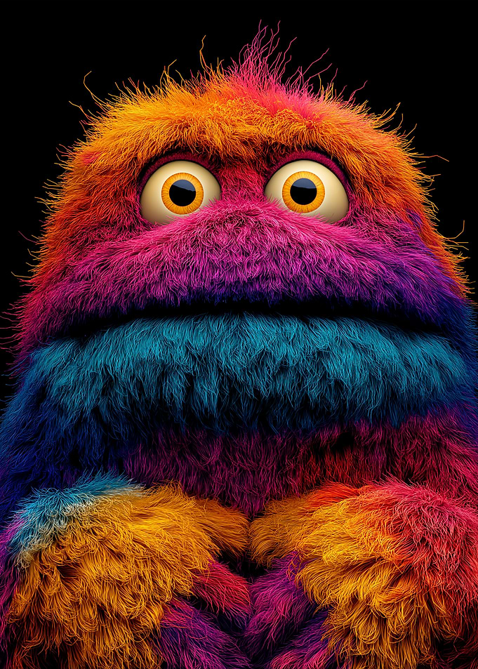 Colorful Furry Monster with Googly Eyes