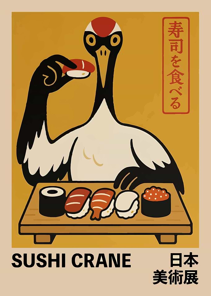 Sushi Crane Japanese Art
