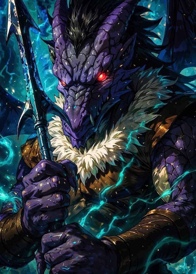 Dragon Warrior with Spear Illustration
