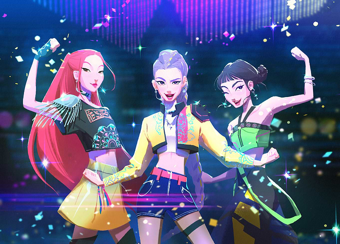 Vibrant HUNTR/X Trio Performance