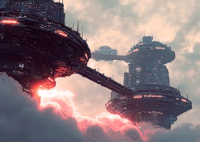 Futuristic Cityscape in the Clouds