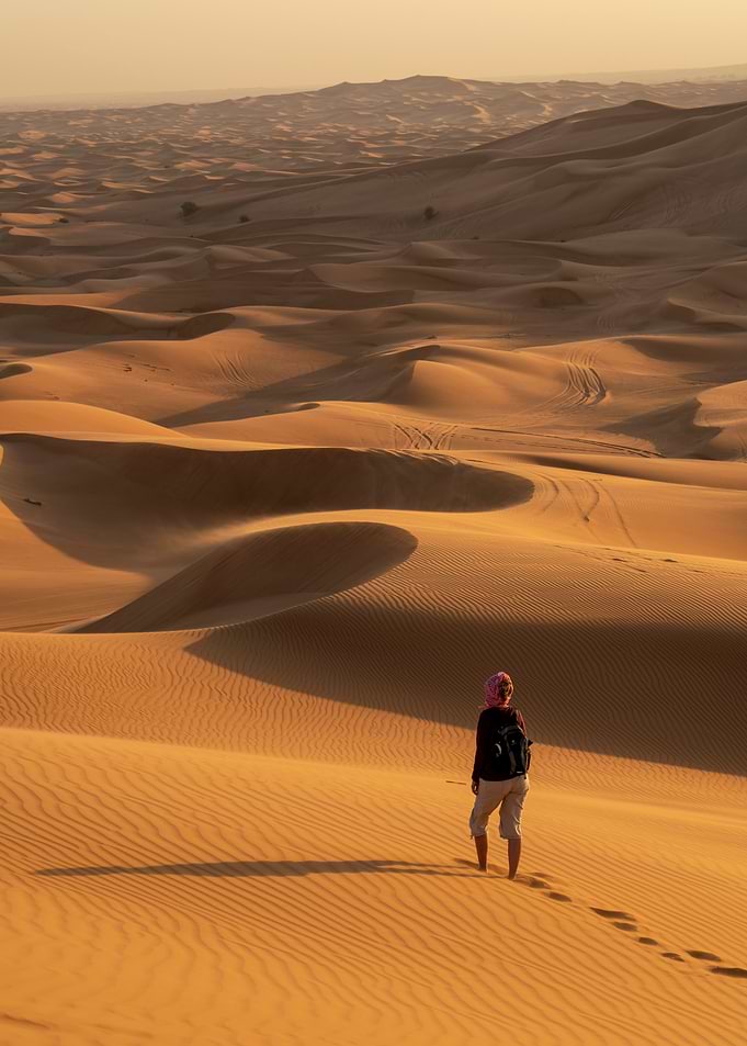 Desert Wanderer: Solitude in Golden Sands