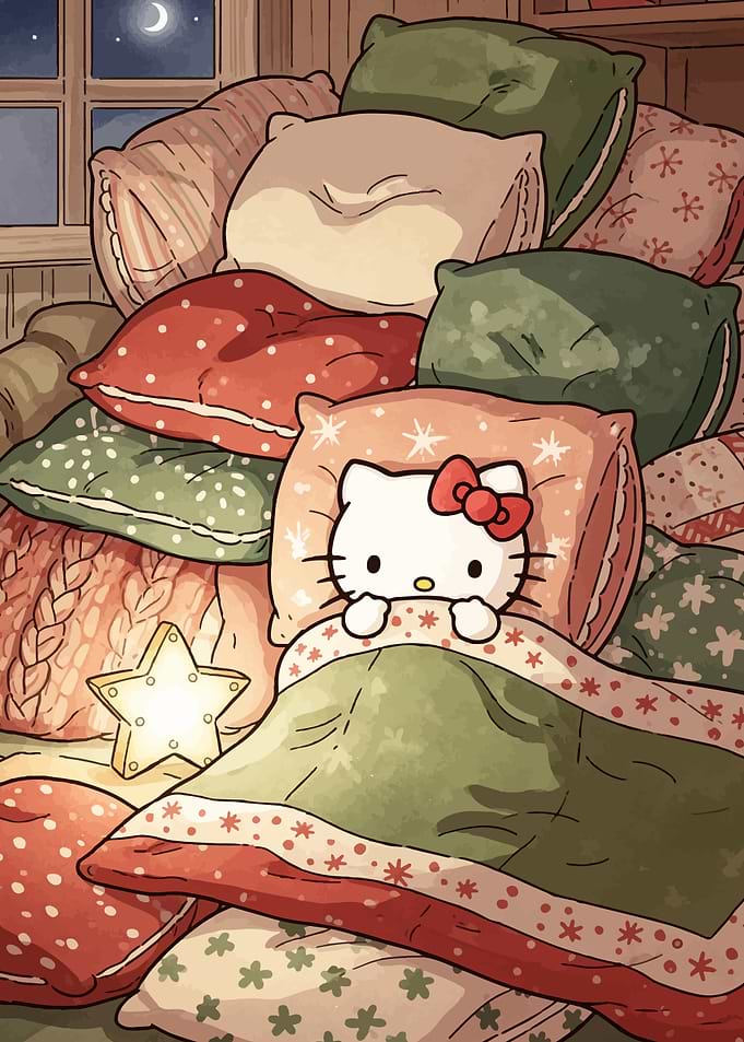 Hello Kitty Pillow Fort Illustration