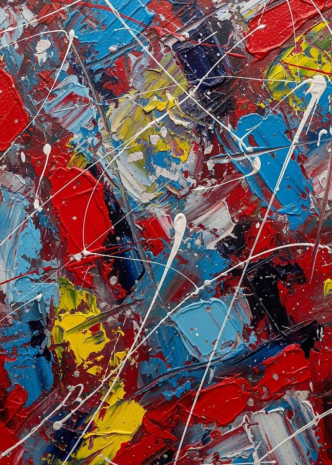 Abstract Colorful Painting with White Lines