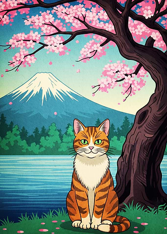 Cat Cherry Blossom