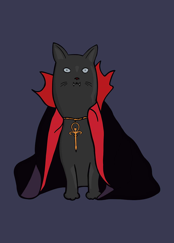 Midnight Vampire Cat with a Cape