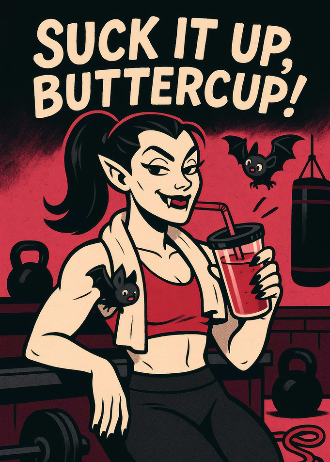 Vampire Workout Cartoon Illustration