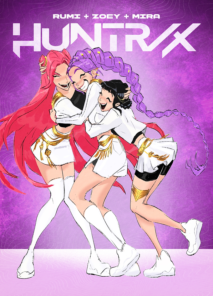 HUNTR/X: Rumi, Zoey, and Mira Embrace